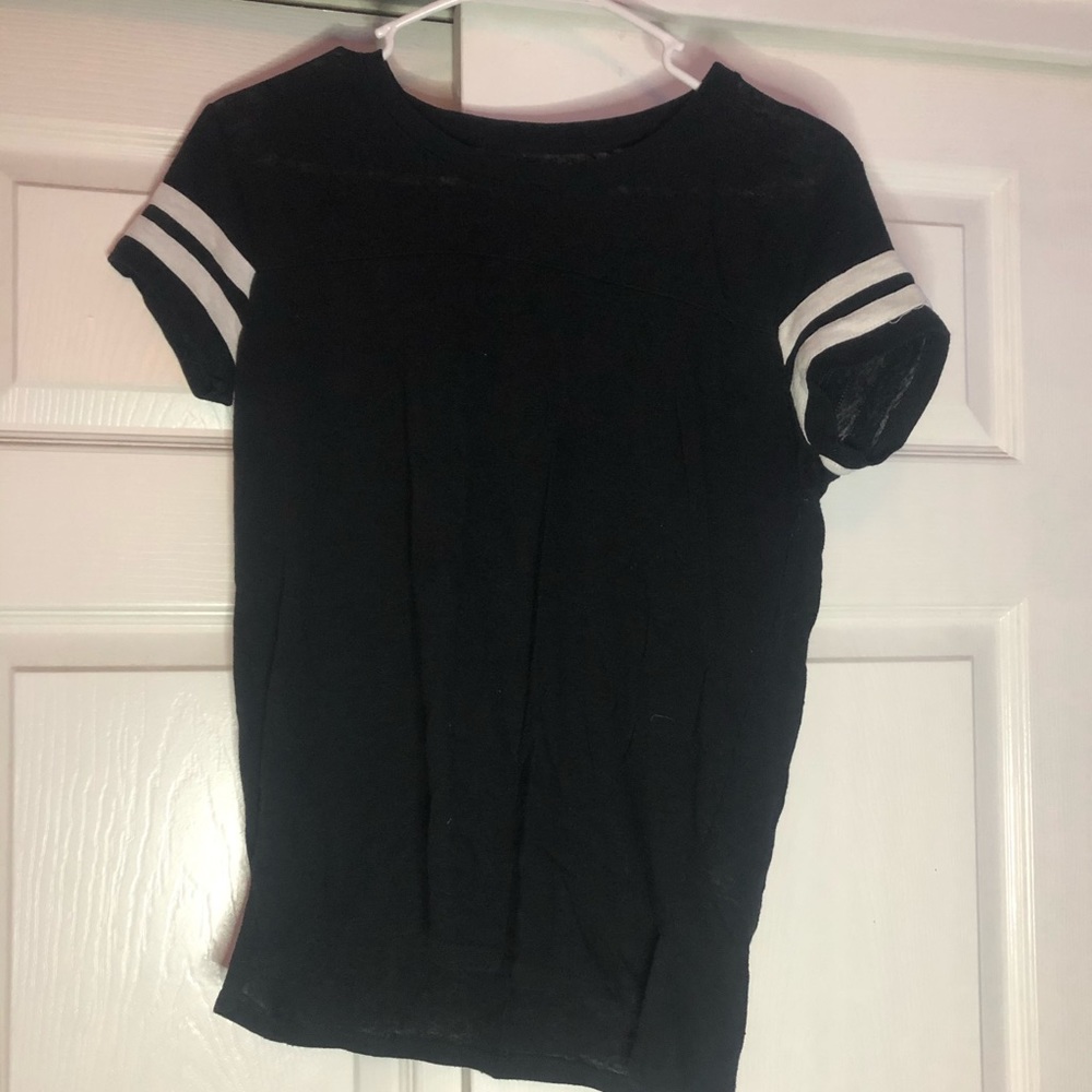 varsity black and white t-shirt